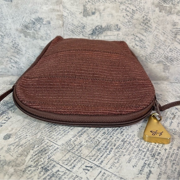 Americana by Sharif Crossbody Purse Handbag Black Leather And Fabric USA Made - Picture 6 of 10